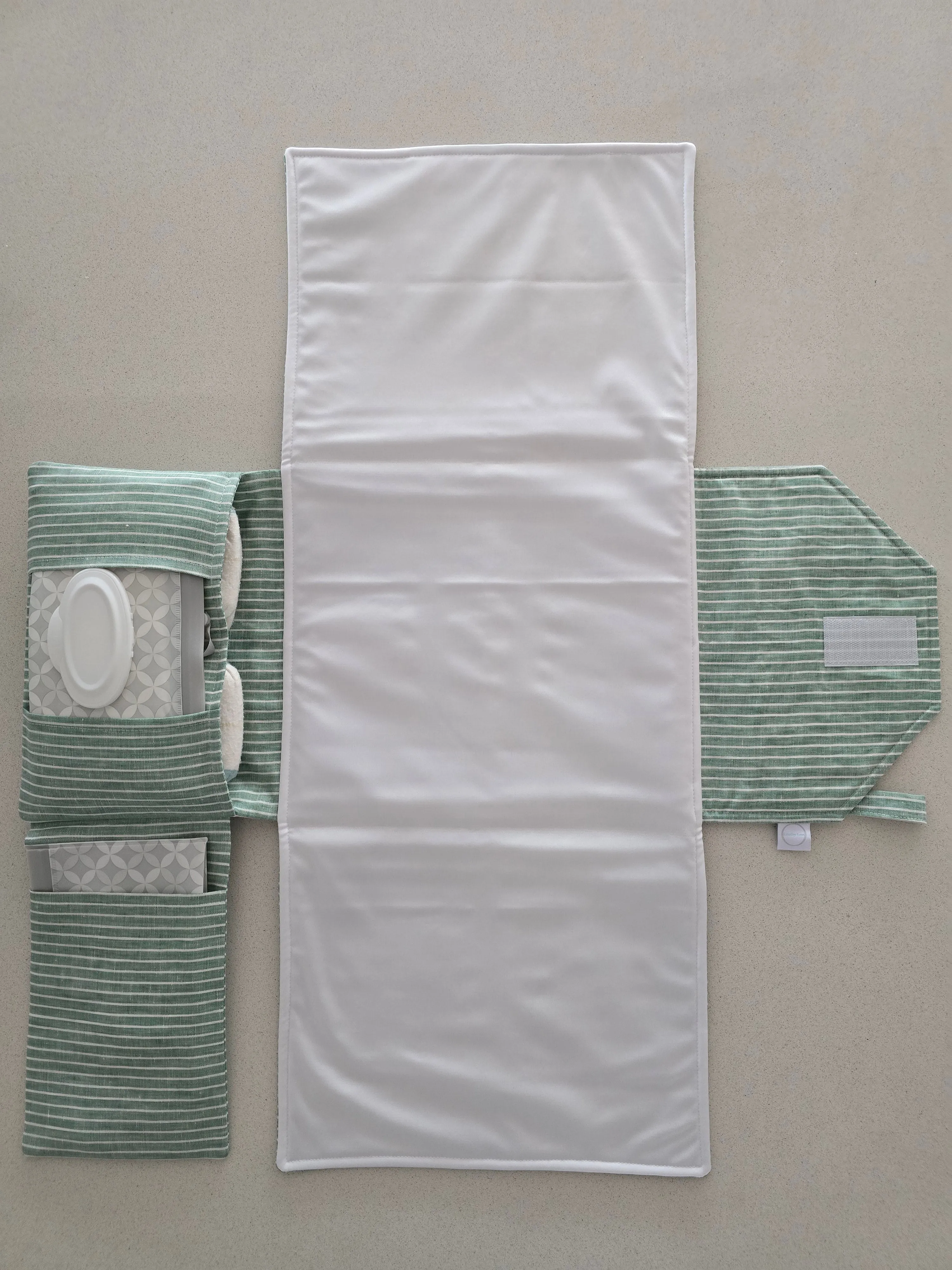 Sage Stripe change mat clutch (Pre order - Dispatches in 12 days)
