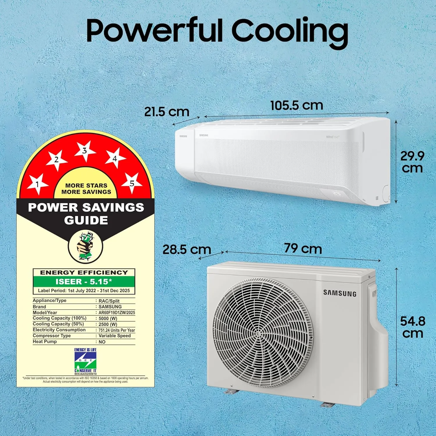 Samsung AR60F19D1ZW 1.5 Ton 5 Star Windfree AI Inverter Smart Split AC (WiFi, Copper, Digital Inverter, 4 Way swing)