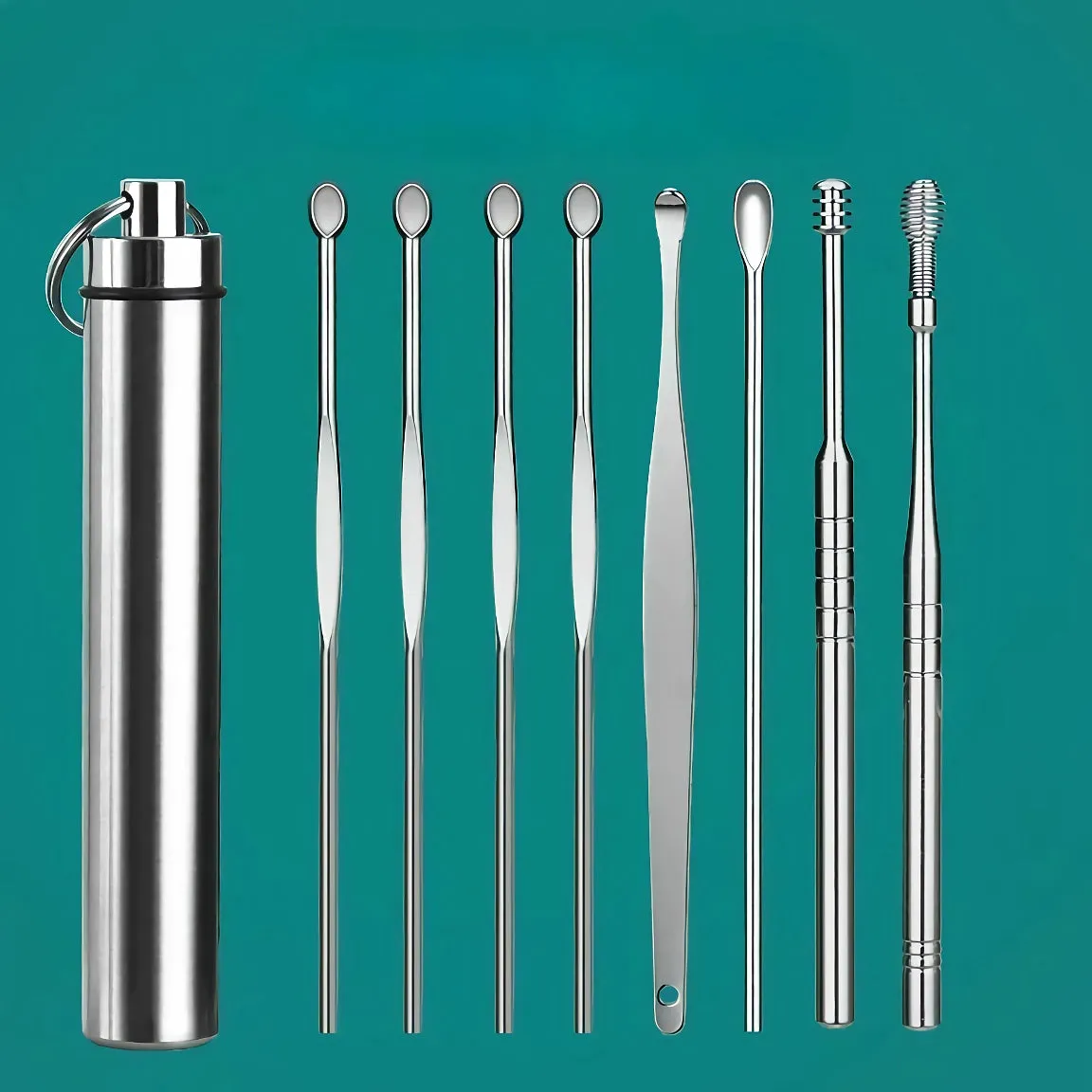 Stainless Steel Ear Care Tool Set - 8-Piece Ear Protector and Dirt Remover Kit