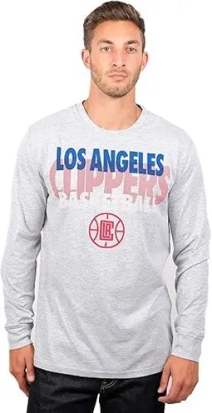 Ultra Game NBA Official Men’s Super Soft Supreme Long Sleeve T-Shirt - Unisex, Los Angeles Clippers, Heather Gray|Los Angeles Clippers