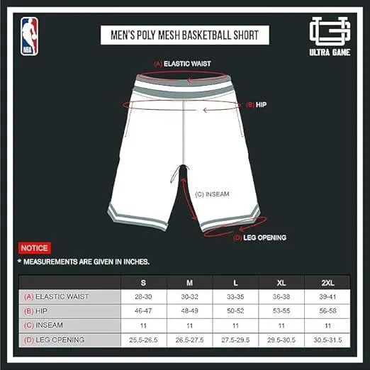 Ultra Game NBA Official Men’s Supreme Basketball Training Shorts - Unisex, Los Angeles Clippers, Team Color|Los Angeles Clippers