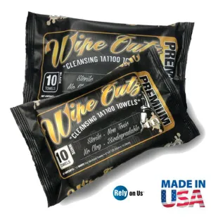 Wipe Outz Premium Dry Tattoo Towels, Pack of 10 or Singles, CHOOSE COLOR.