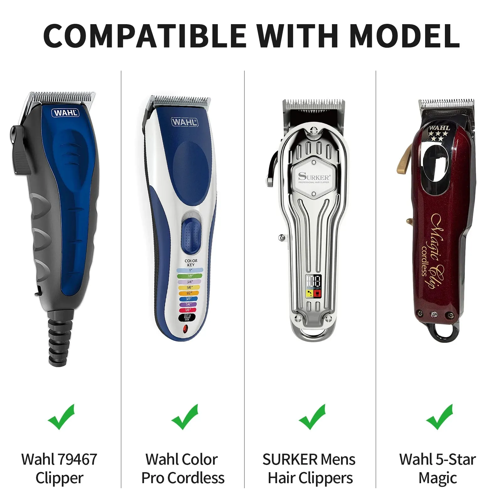 YINKE Clipper Guards for Wahl Hair Clippers Trimmers with Metal Clip 1.25"/1.5"/2" NO.16 NO.12 NO.10 Fits Most Size Wahl Trimmer