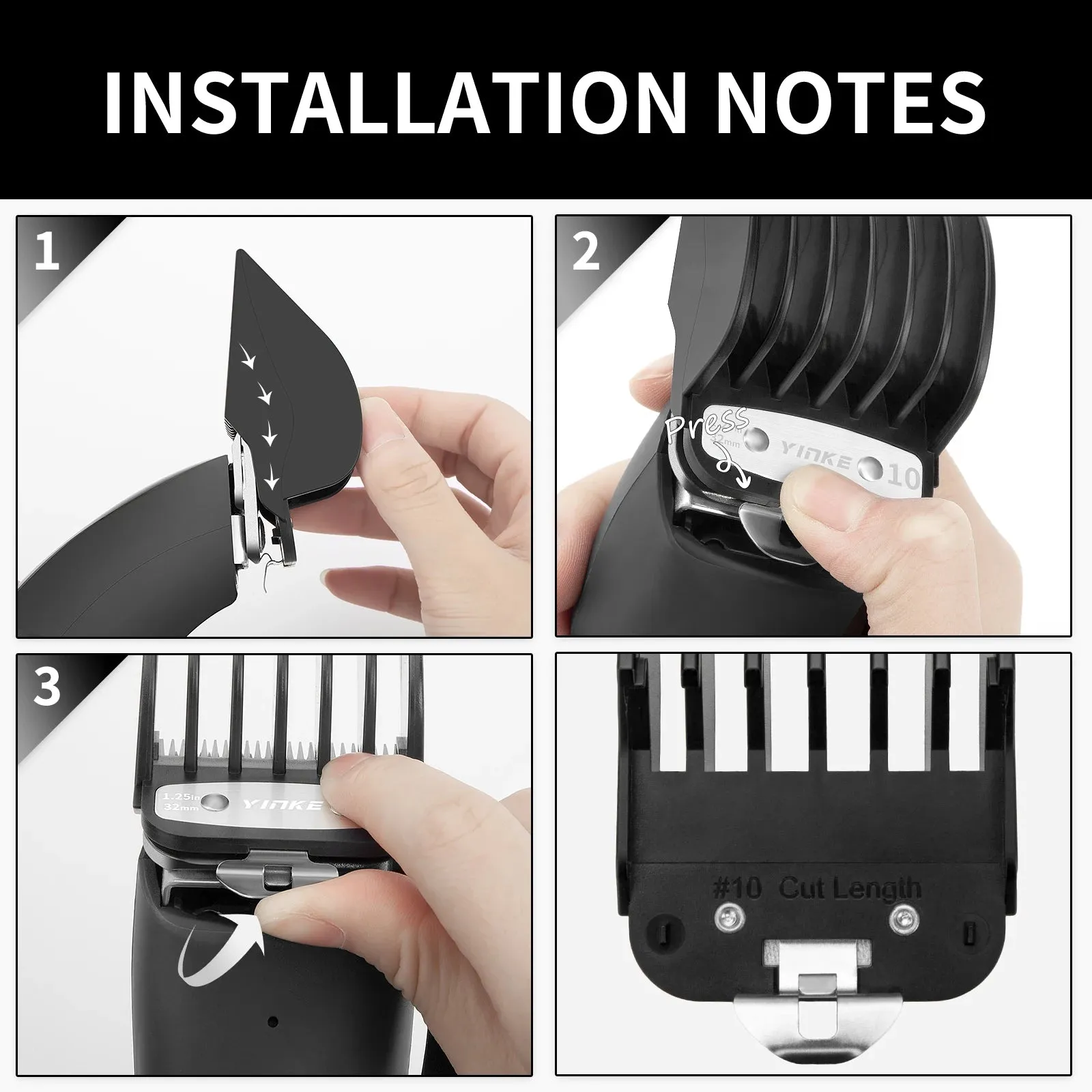 YINKE Clipper Guards for Wahl Hair Clippers Trimmers with Metal Clip 1.25"/1.5"/2" NO.16 NO.12 NO.10 Fits Most Size Wahl Trimmer